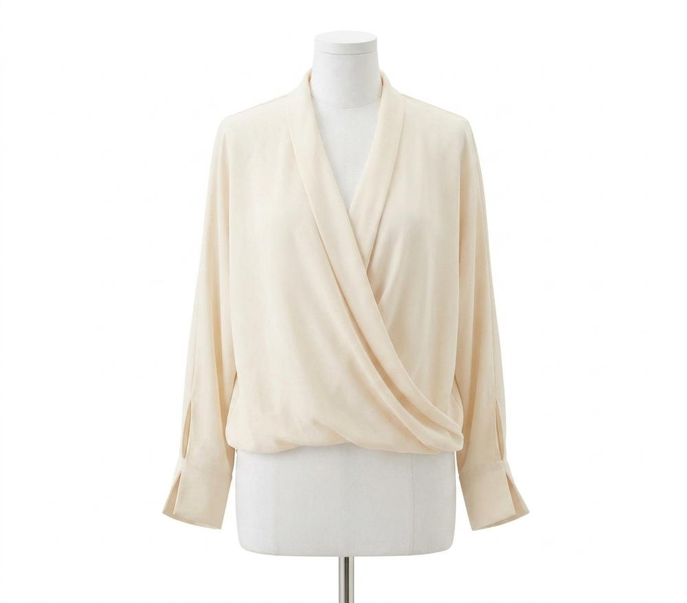 NEW FIGUE fallon crossover 3/4 sleeve top in chalk white